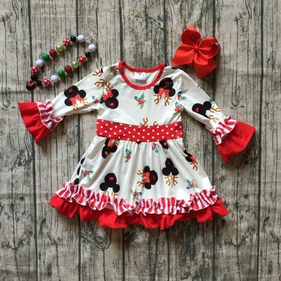 Minnie Christmas Dress, leggings + accessories - Picture 2 of 3